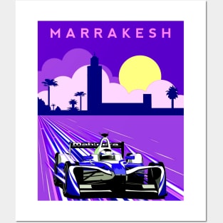 MARRAKESH GRAND PRIX : Colorful Auto Racing Advertising Print Posters and Art